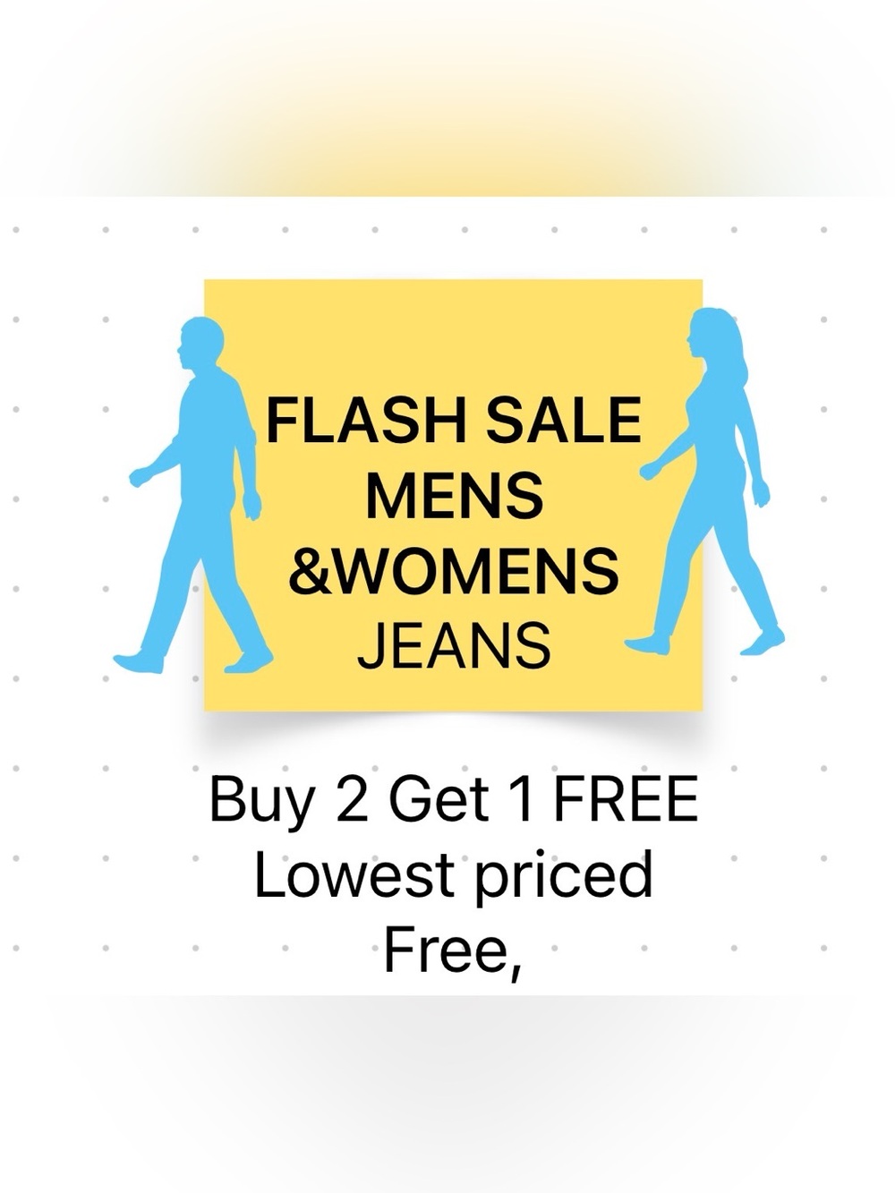 SUNDAY MEN’S AND WOMEN’S CLOSET CLEAN OUT SALE ON ALL JEANS